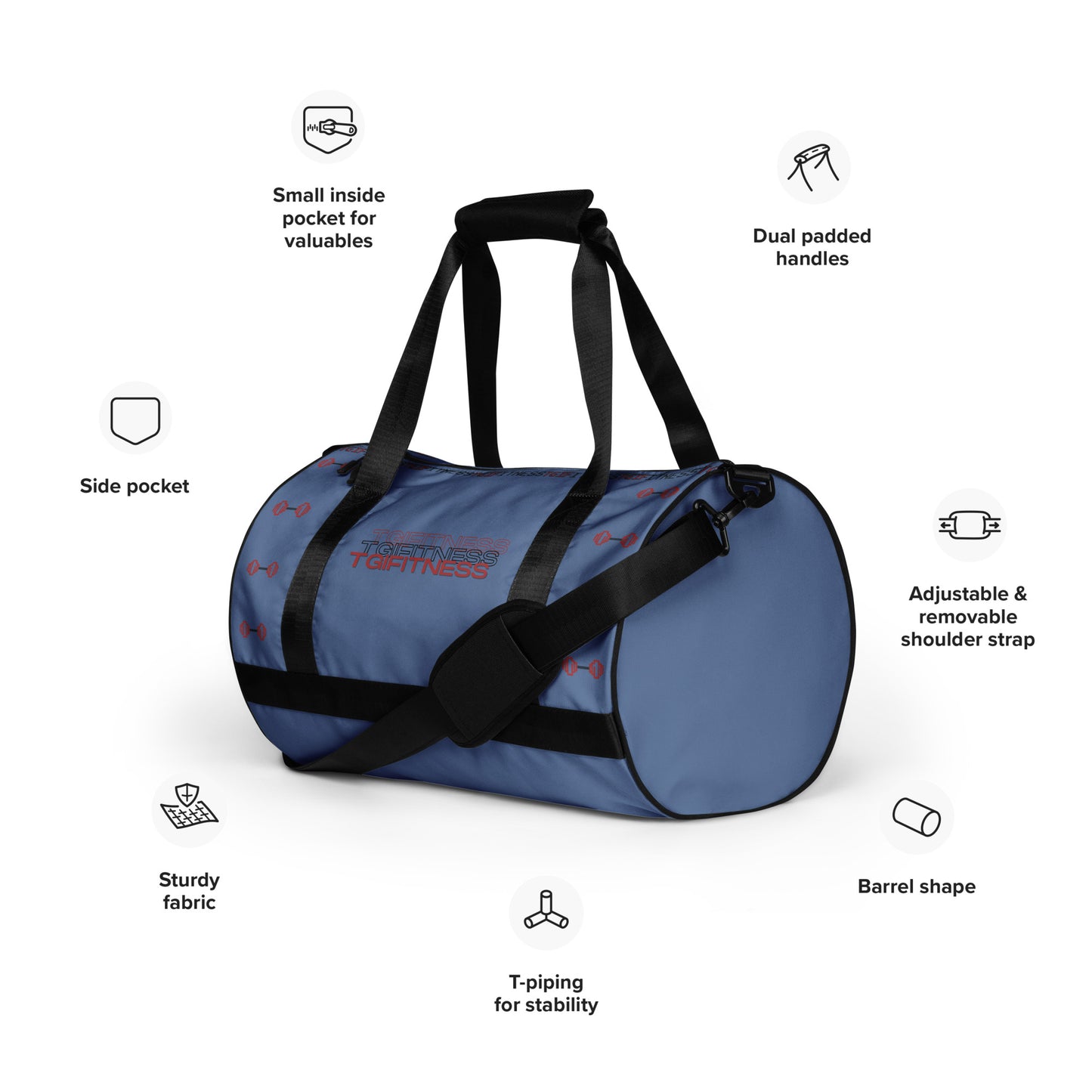 Gym Bag 3D TGIFitness Design (Kashmir Blue)