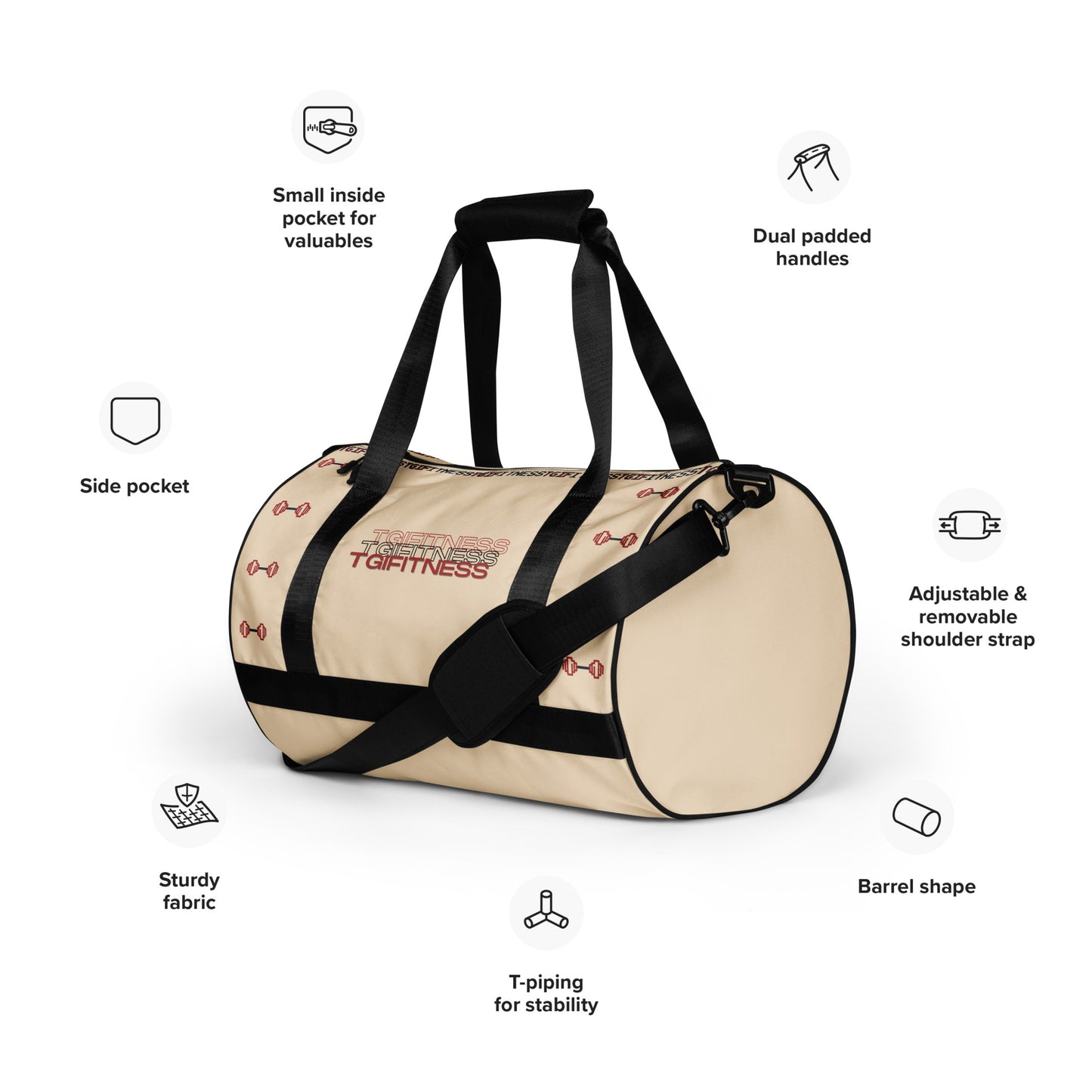 Gym Bag 3D TGIFitness Design (Champagne)