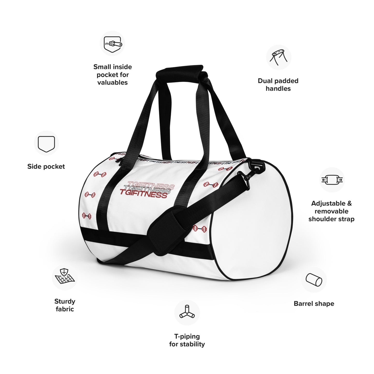 Gym Bag 3D TGIFitness Design (White)