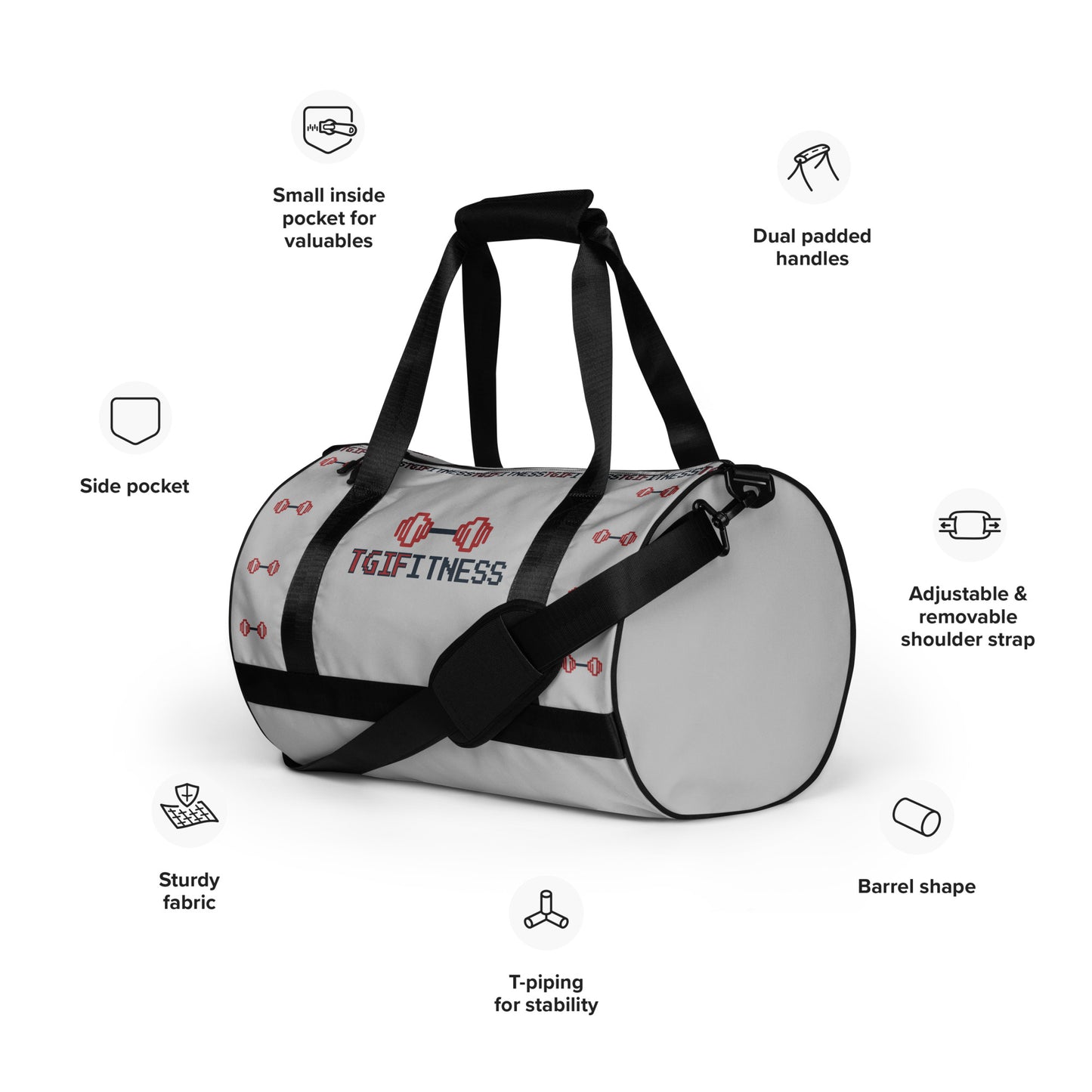 Gym Bag Thank God It's Fitness Design (Silver)